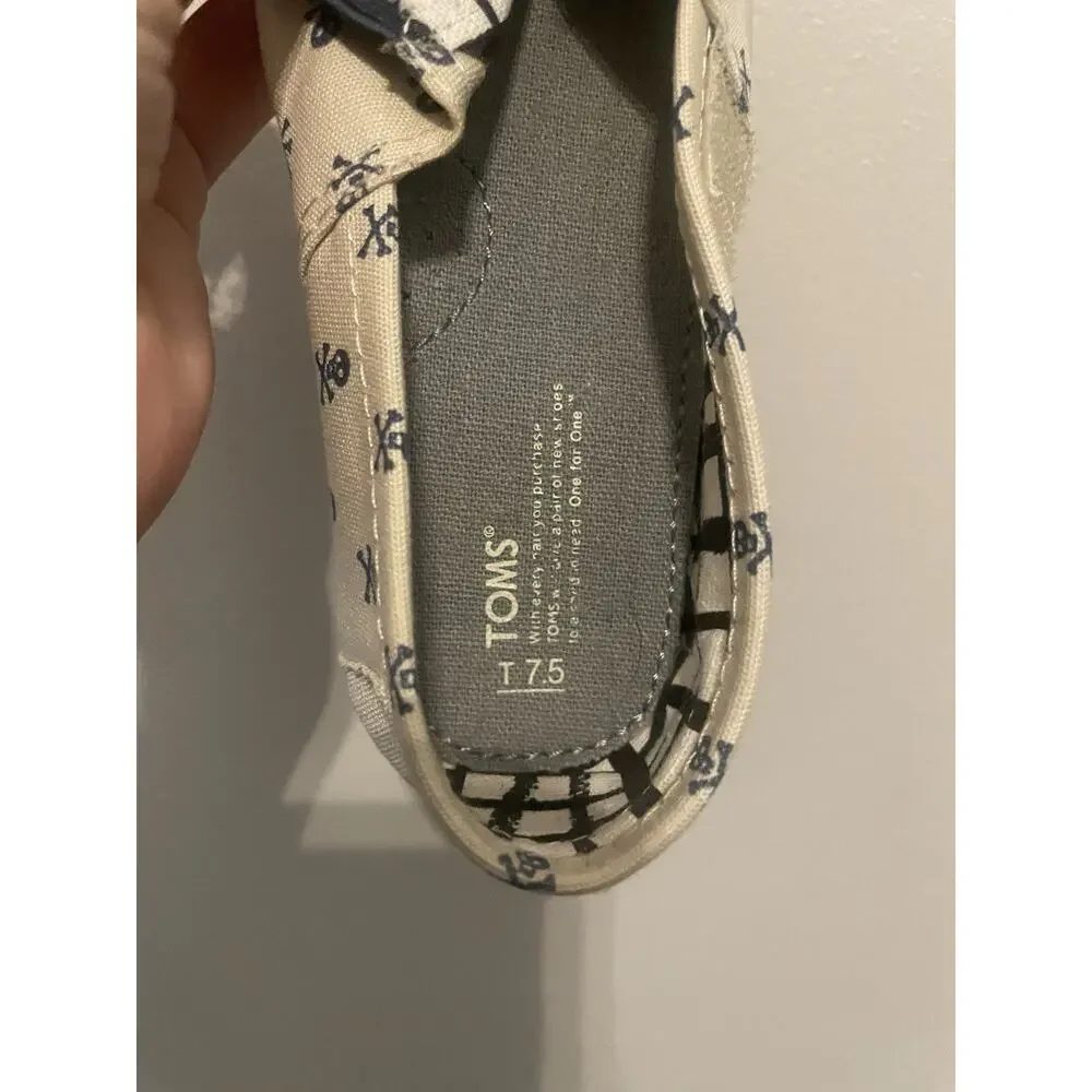 Toms Classics Natural Roque Tiny Toddler‎ Slip On Casual Canvas Flat Shoes 7.5